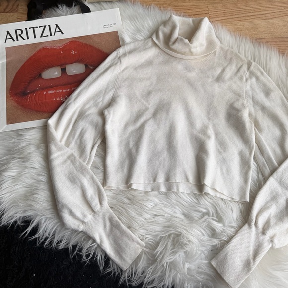 Aritzia Sweaters - Aritzia Wilfred Cream Cropped Turtleneck Sweater